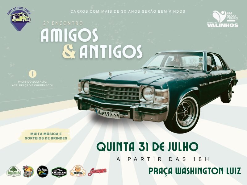 Point do Food Truck terá encontro de carros antigos nesta quinta em Valinhos