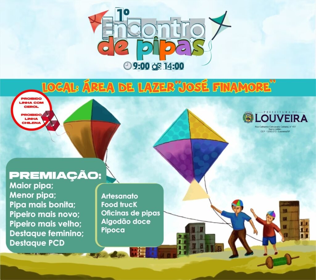 1º Encontro de Pipas de Louveira acontecerá neste domingo a partir das 9h