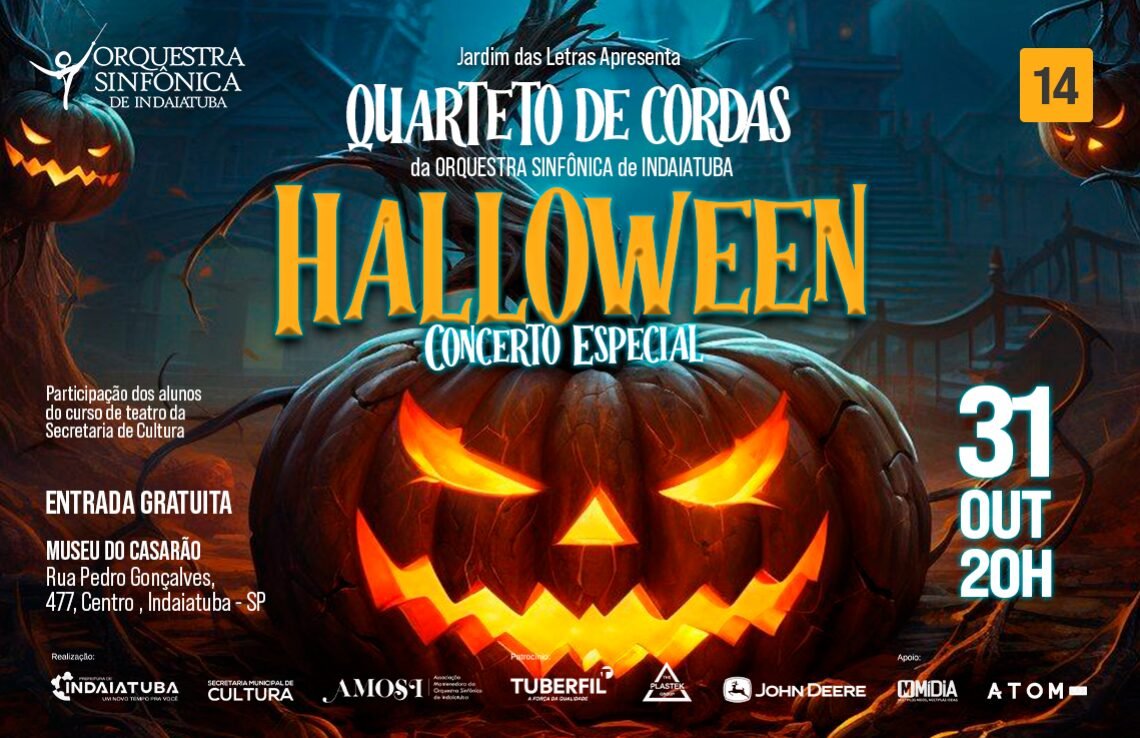 Indaiatuba apresenta Halloween Concerto Especial dia 31 de outubro no Casarão