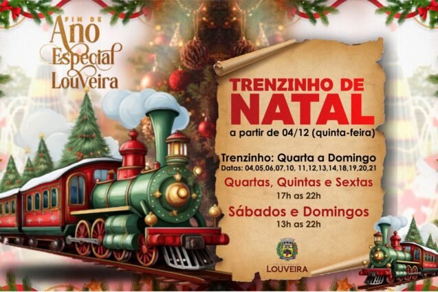 Passeios de Trenzinho de Natal começam nesta quinta-feira em Louveira