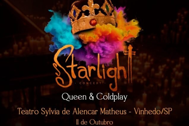 No dia 11 de outubro, às 20h, o Teatro Municipal Sylvia de Alencar Matheus, em Vinhedo, recebe o espetáculo “Starlight Concert - Queen & Coldplay”, uma produção da Teatro GT que promete transformar clássicos do rock em uma experiência musical inédita e emocionante. O projeto Starlight Concerts, conhecido por transformar clássicos da música em experiências imersivas, chega à cidade com uma edição especial que promete emocionar os fãs de rock. O concerto revisita os sucessos de Queen e Coldplay. No repertório, as canções ganham arranjos únicos, reinterpretados por um quarteto de músicos, integrantes de renomadas orquestras do Estado de São Paulo. Mais do que um show, o Starlight Concert é uma experiência sensorial. O teatro é transformado em um cenário intimista, iluminado por velas e efeitos especiais que transmitem a atmosfera de um céu estrelado. Essa ambientação, somada à música ao vivo, cria uma viagem emocional capaz de envolver todos os sentidos do público.